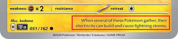 Example of flavor-text on a Pokemon card